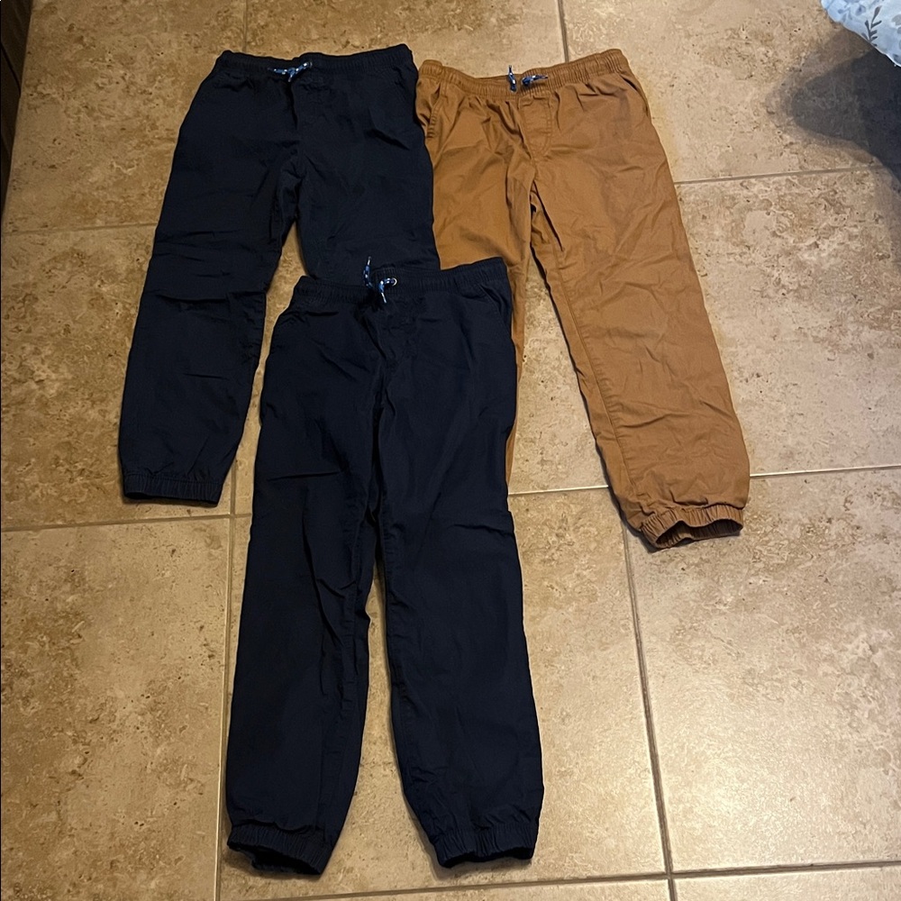 Carter's 3 pairs Navy and khaki Kids' LINED pants 10 12  Boys Girls